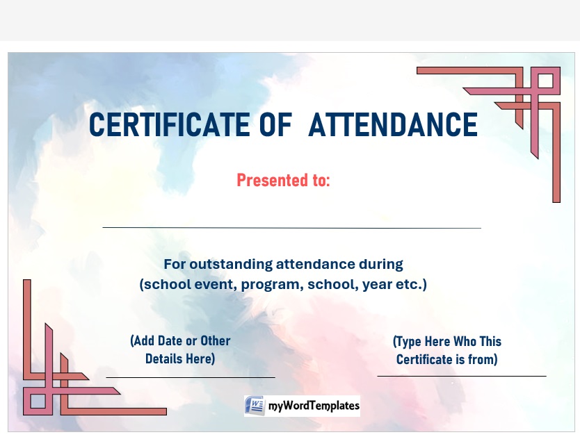 Perfect Attendance Certificate Template 12