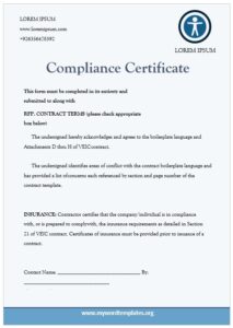 Compliance Certificate Templates - My Word Templates