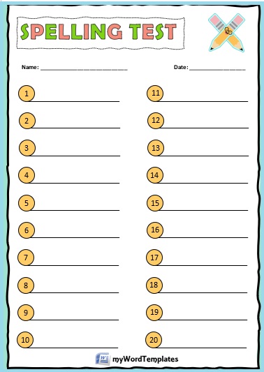 Spelling Test Template 01