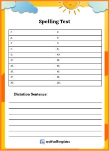 Spelling Test Template 02 - My Word Templates