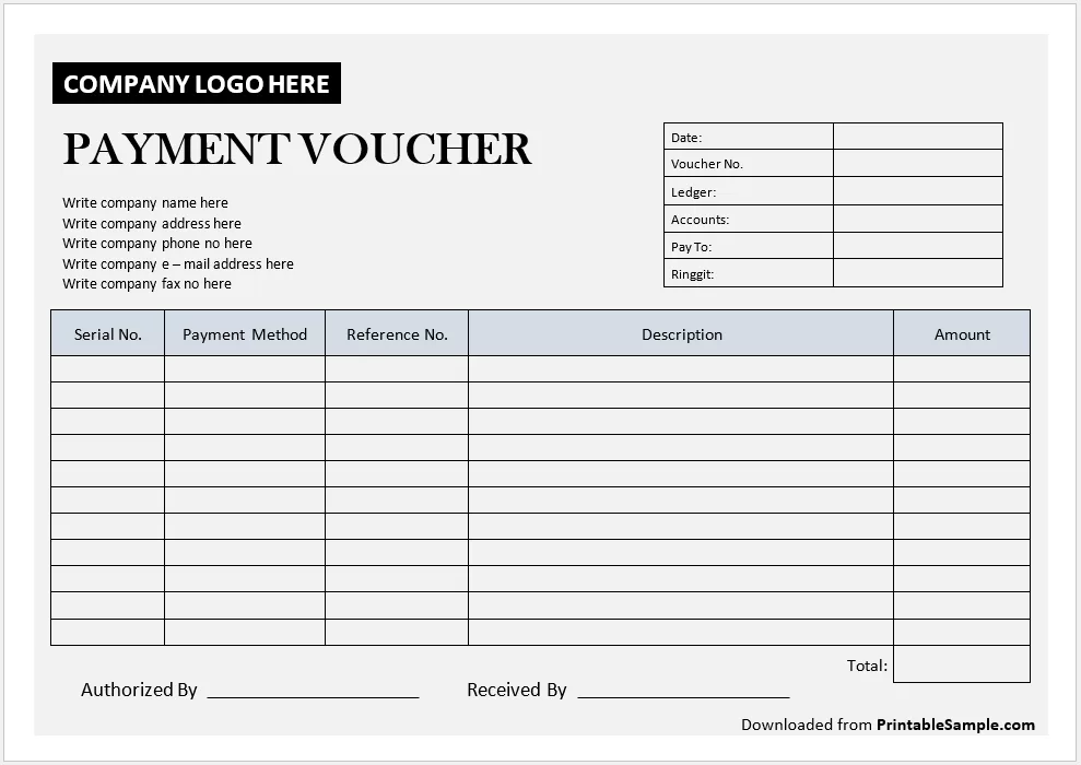 Payment Voucher Template 20