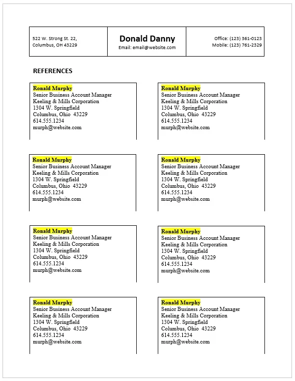 Reference List Format