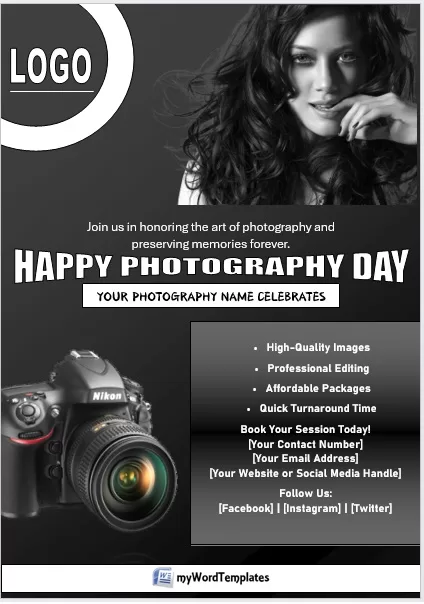 photography black and white flyer template