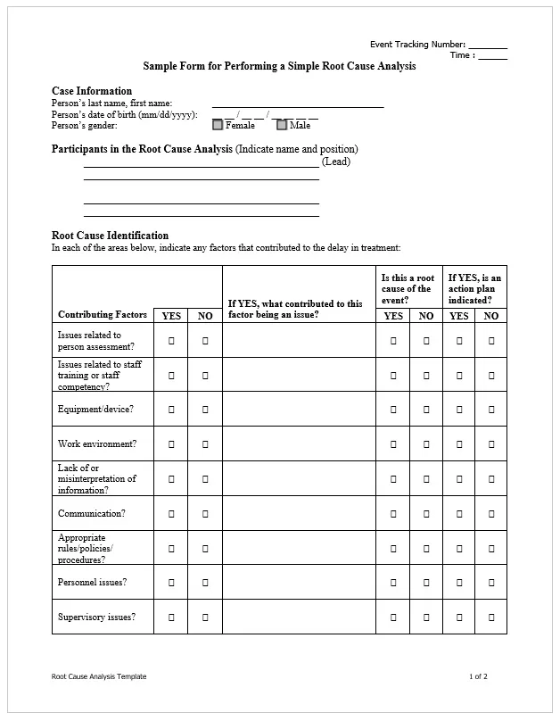Root Cause Analysis Template 09