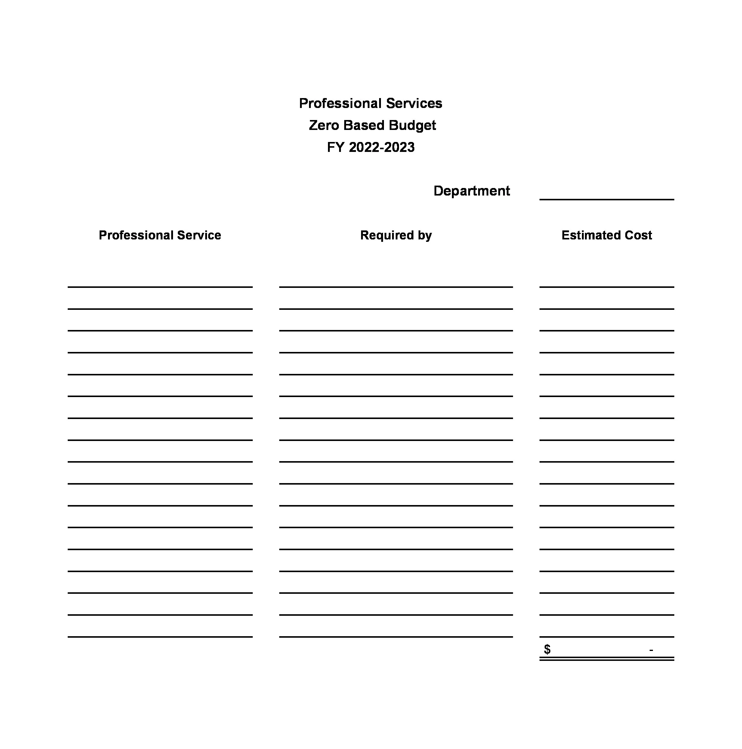 Zero-based Budget Sheet 54021
