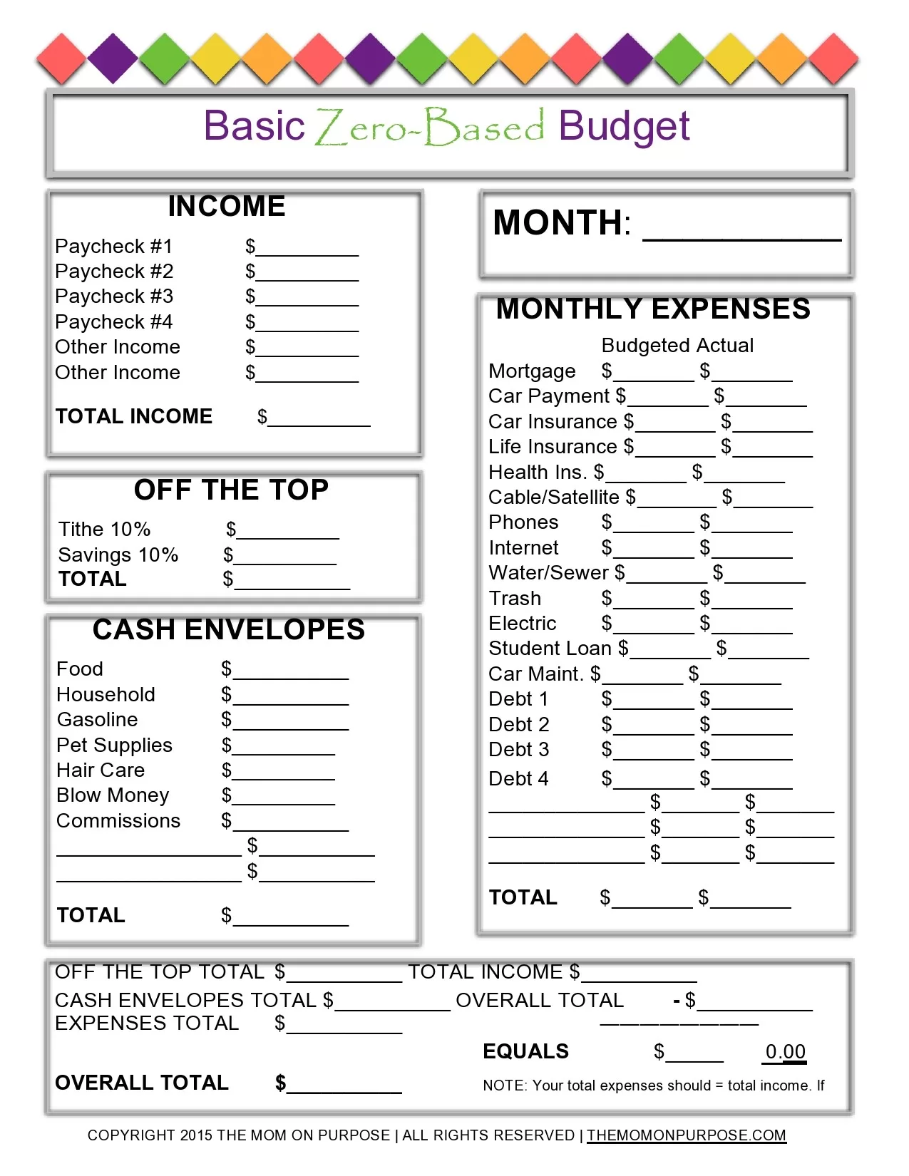 Zero-based Budget Sheet 54040