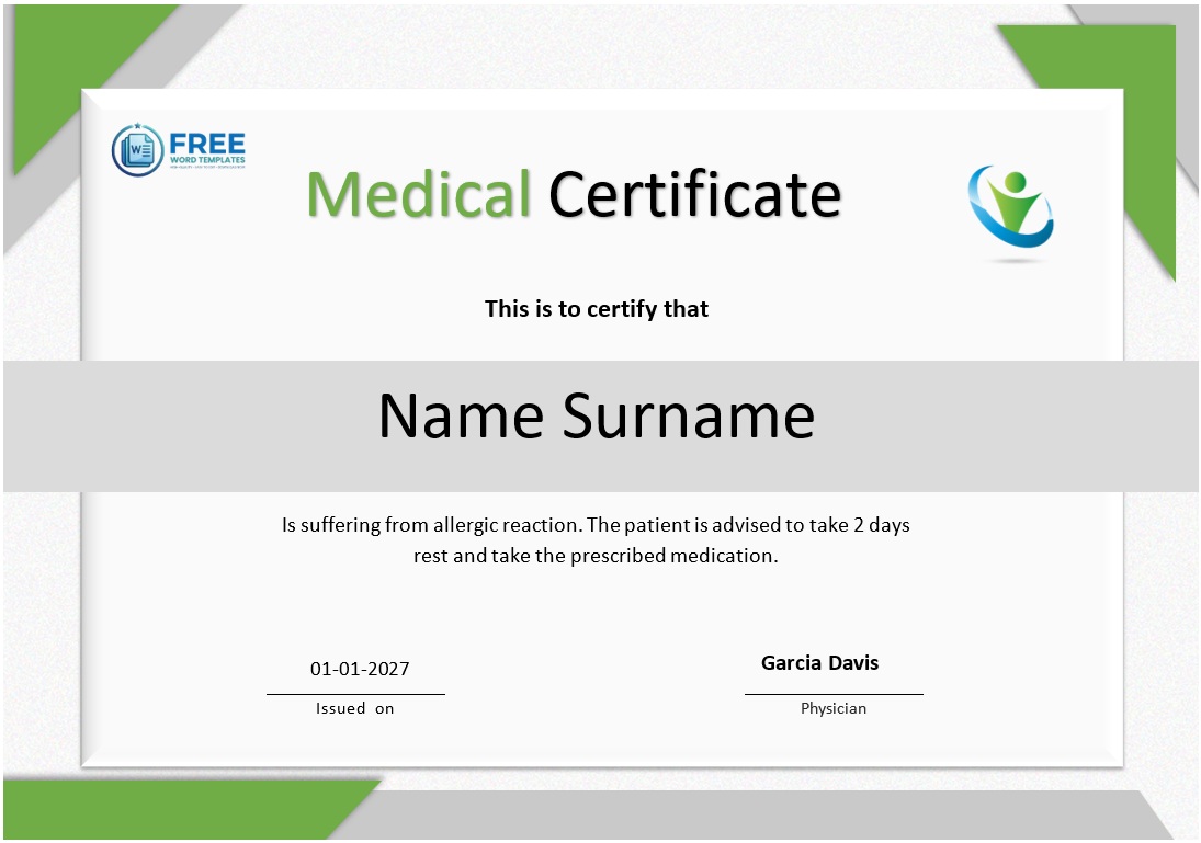 Medical Certificate Template